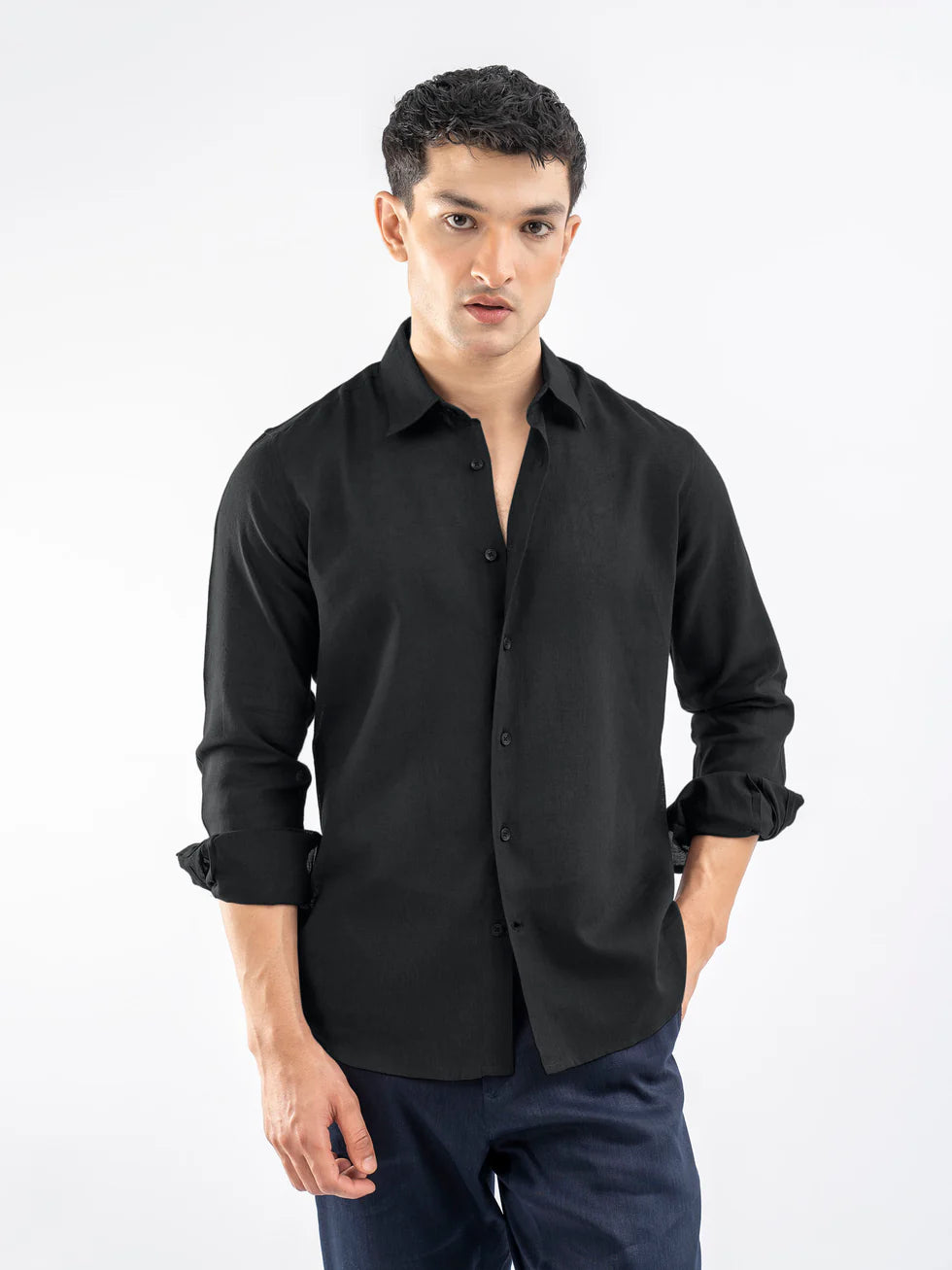Black Full Sleeves Casual Shirt